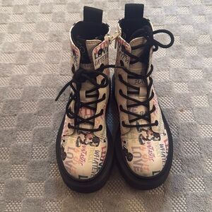 Zara Disney Mickey Mouse Girls Kids Boots EUC Zipper on Side Size 12